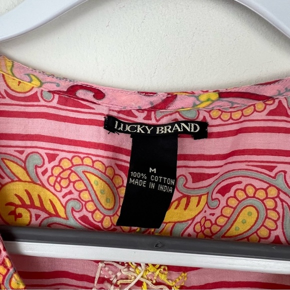Vintage Y2k Lucky Brand Embroidered Boho Paisley Cotton Top - Picture 8 of 8